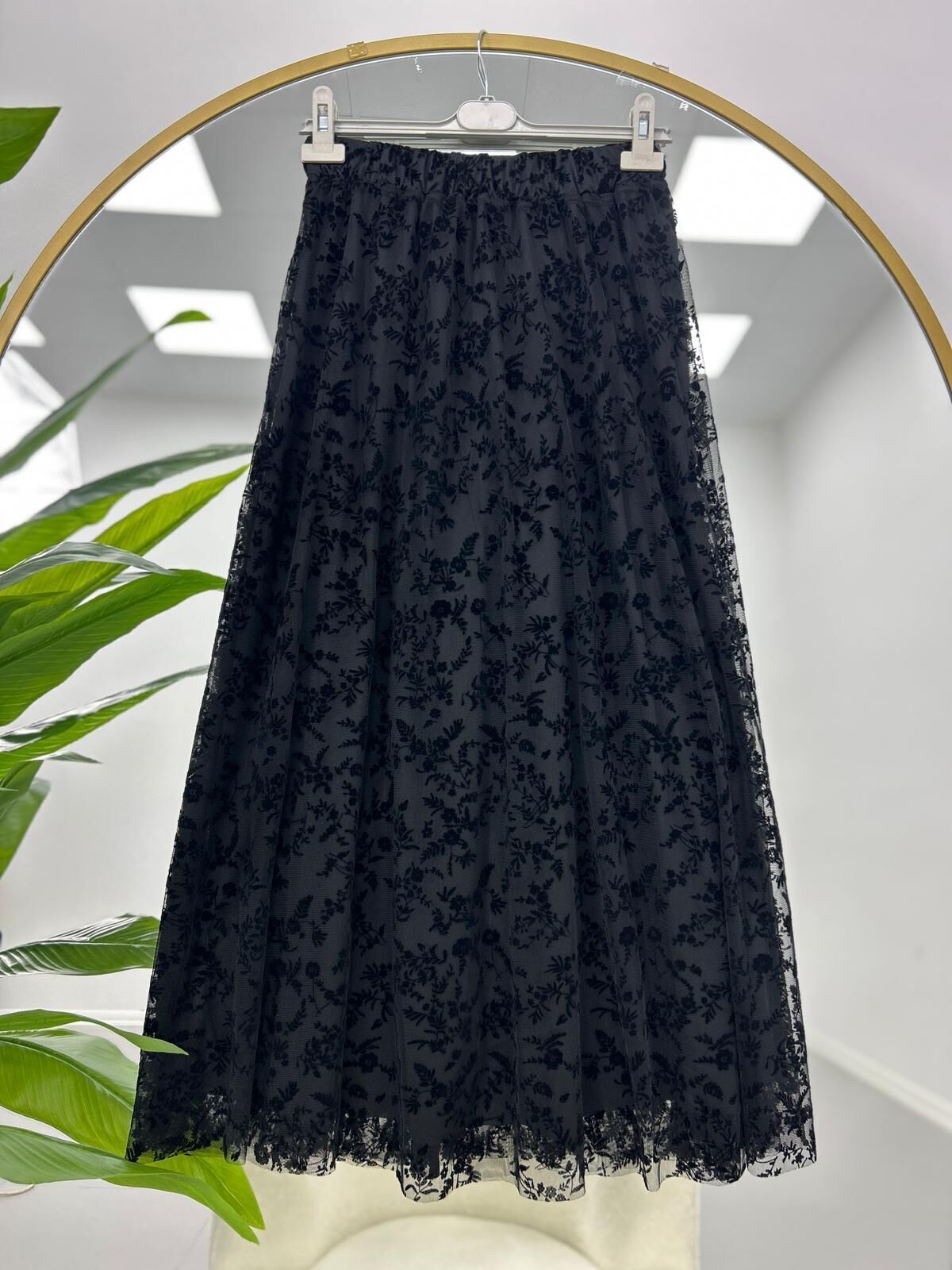 Tül Detaylı Etek Siyah M