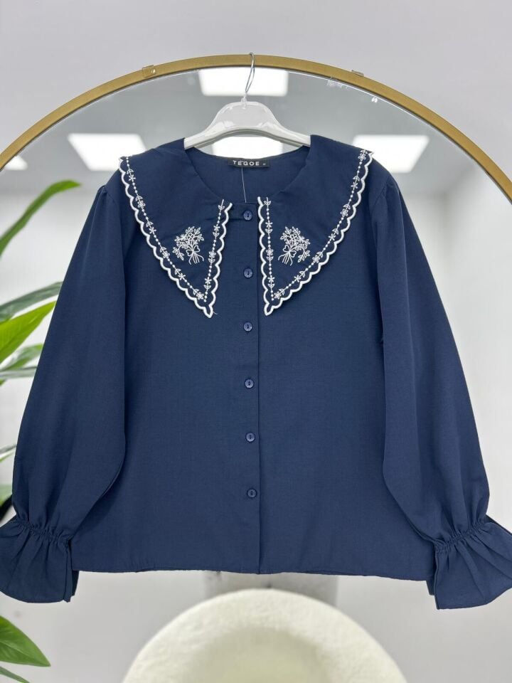 Nakış Detaylı Gömlek Beyaz 2XL