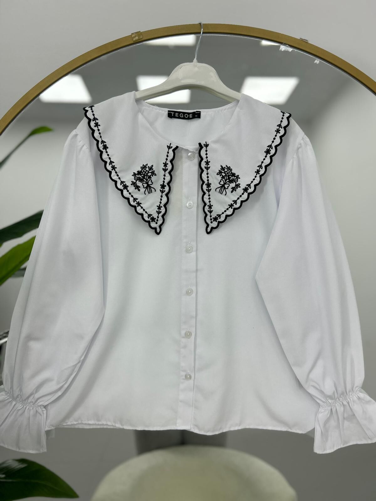 Nakış Detaylı Gömlek Beyaz M
