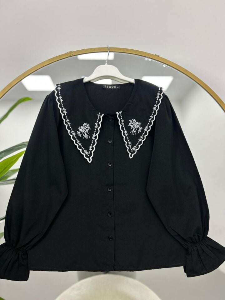 Nakış Detaylı Gömlek Beyaz 2XL