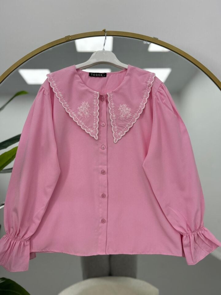 Nakış Detaylı Gömlek Beyaz 2XL