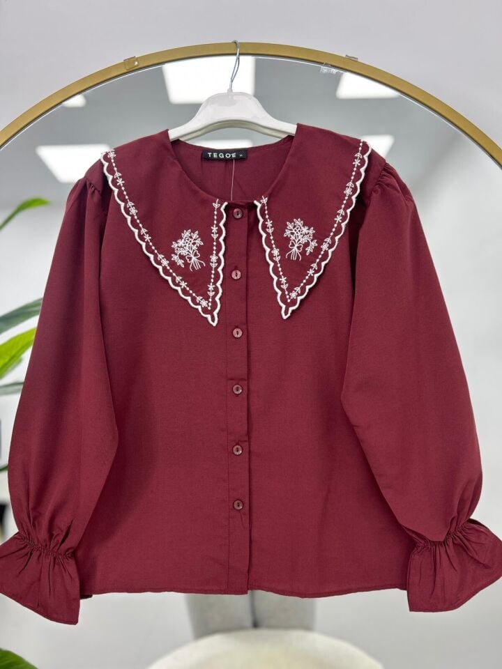 Nakış Detaylı Gömlek Siyah 2XL