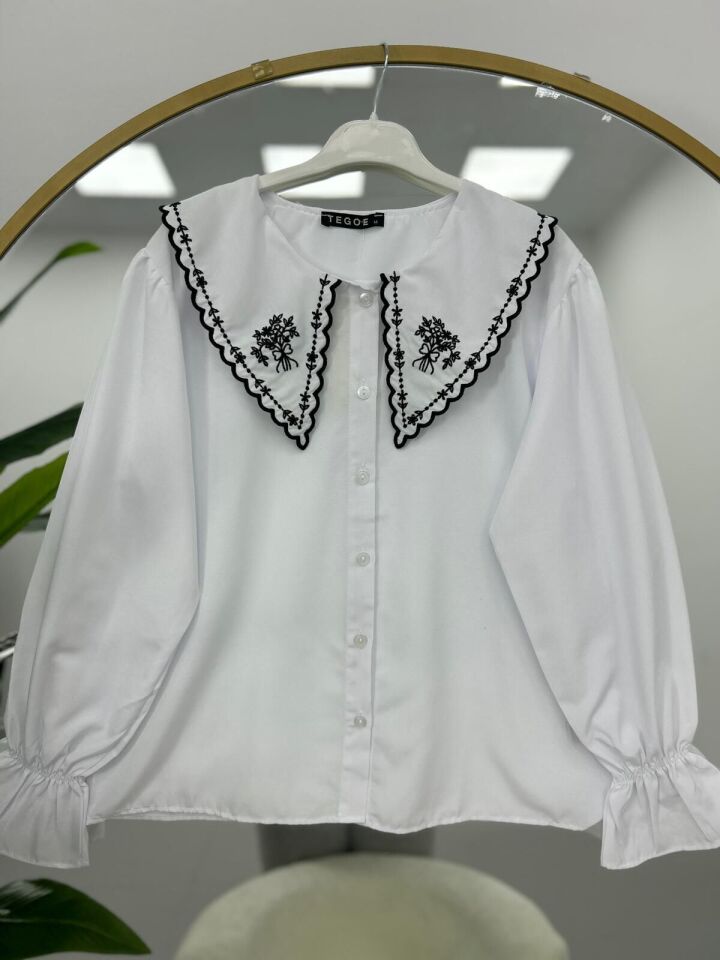 Nakış Detaylı Gömlek Siyah 2XL