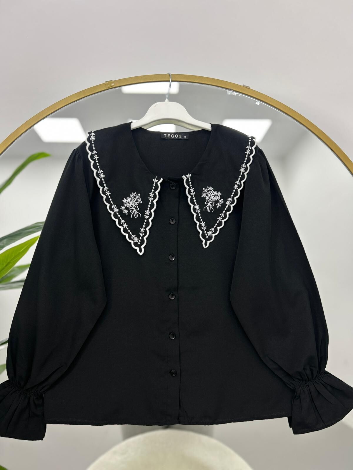 Nakış Detaylı Gömlek Siyah M