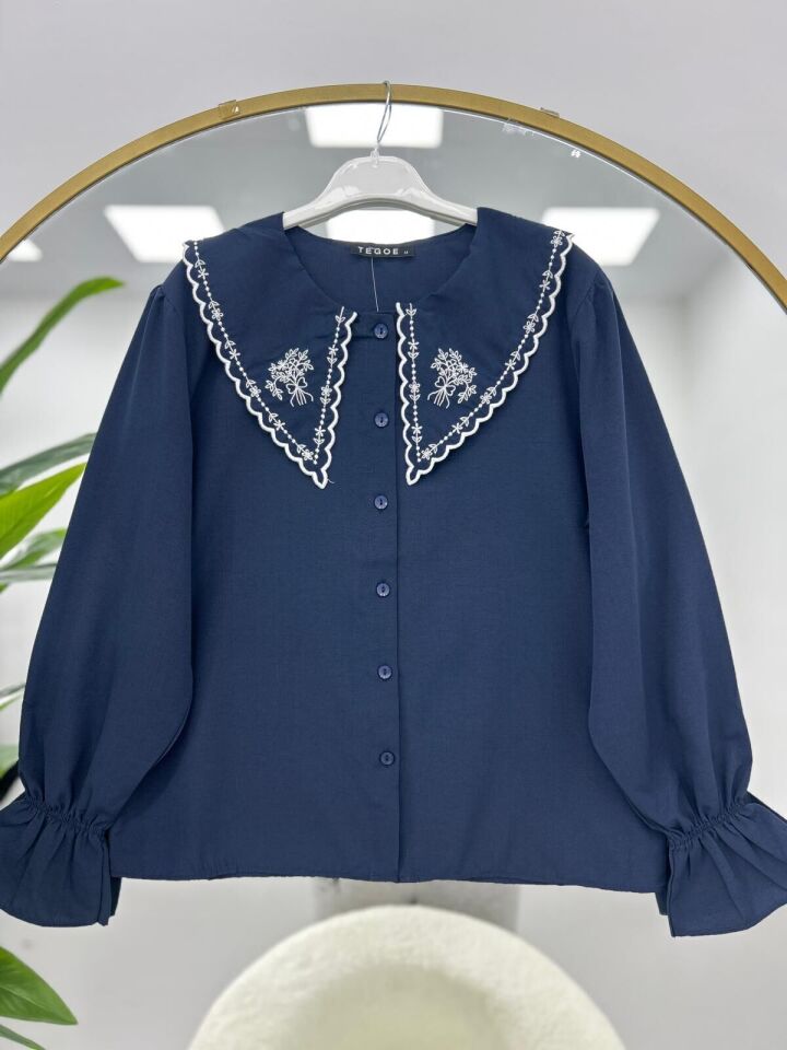 Nakış Detaylı Gömlek Bordo 2XL