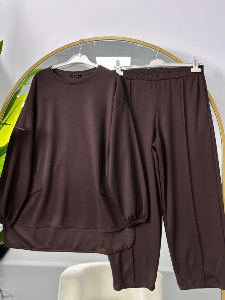 Salaş Pantolon Takım Kahverengi 2XL