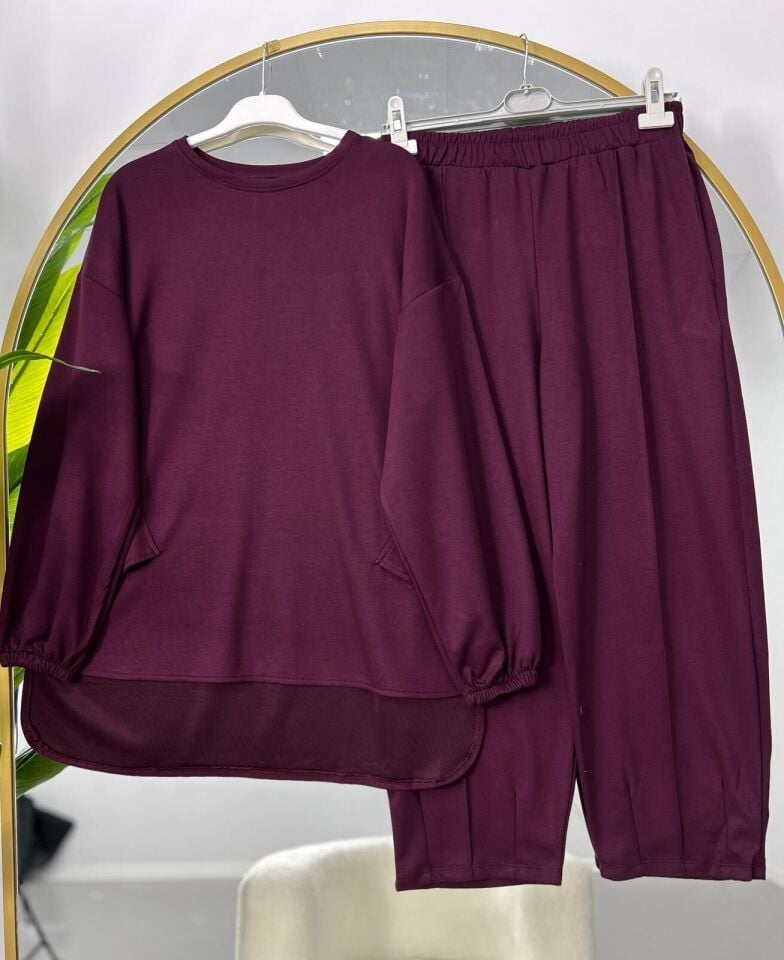 Salaş Pantolon Takım Bordo 2XL