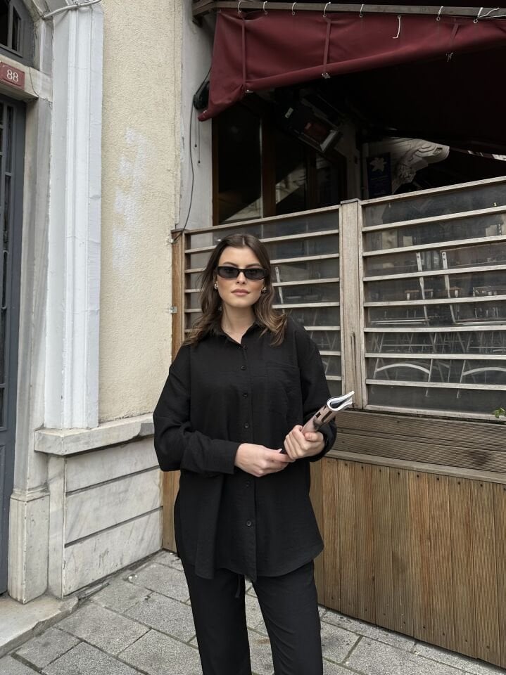 Boru Paça Keten Basic Takım Siyah L