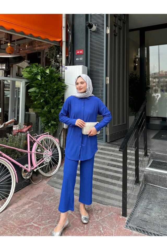 Gömlek Pantolon Bürümcük Takım Lacivert 2XL