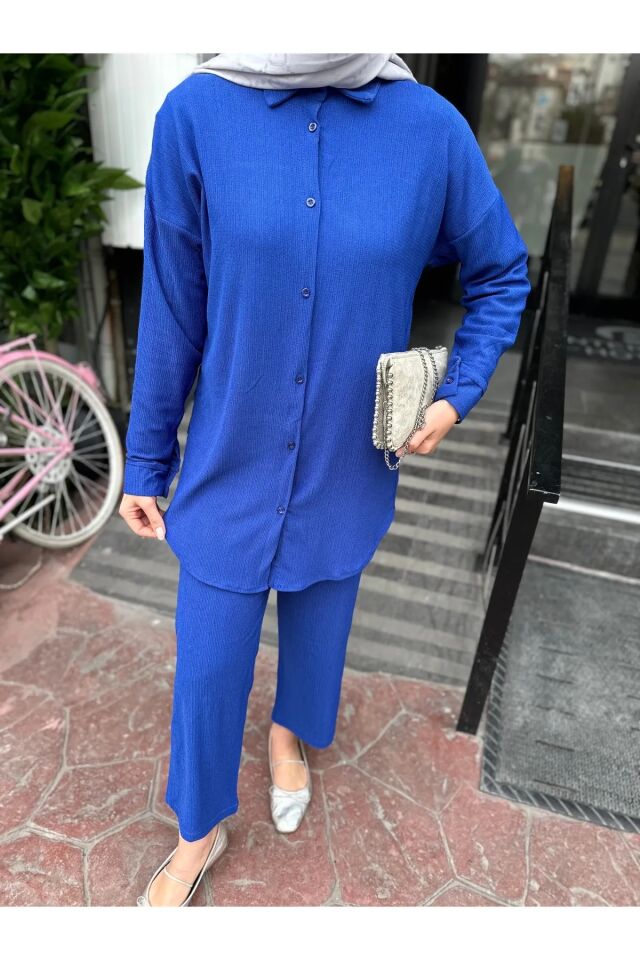 Gömlek Pantolon Bürümcük Takım Lacivert 2XL