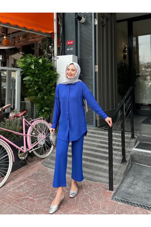 Gömlek Pantolon Bürümcük Takım Lacivert 2XL