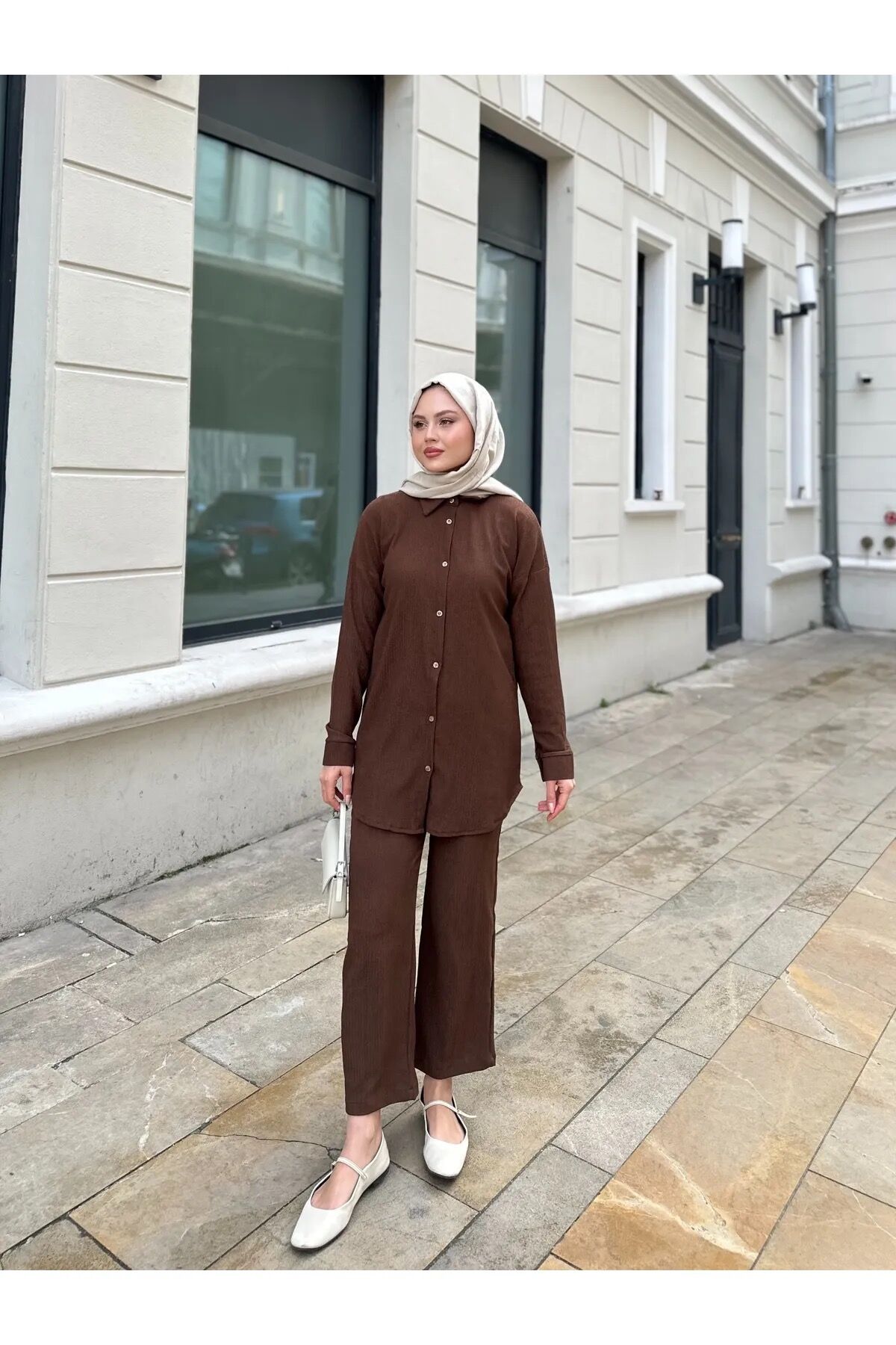 Gömlek Pantolon Bürümcük Takım Kahverengi 2XL
