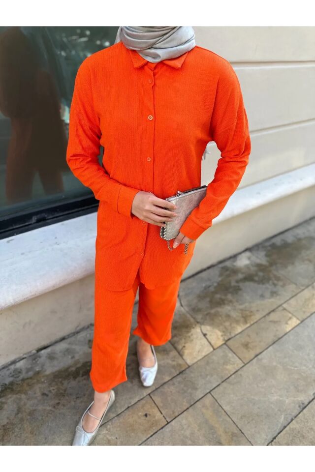 Gömlek Pantolon Bürümcük Takım Turuncu 2XL