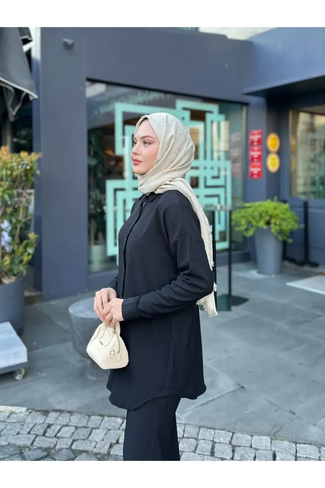 Gömlek Pantolon Bürümcük Takım Siyah 2XL