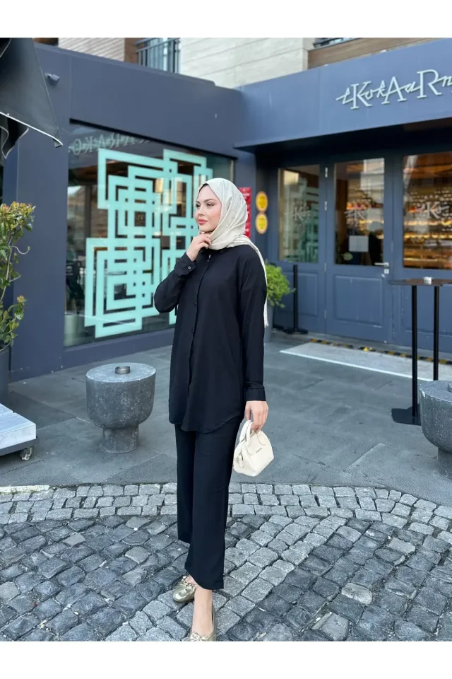 Gömlek Pantolon Bürümcük Takım Siyah 2XL