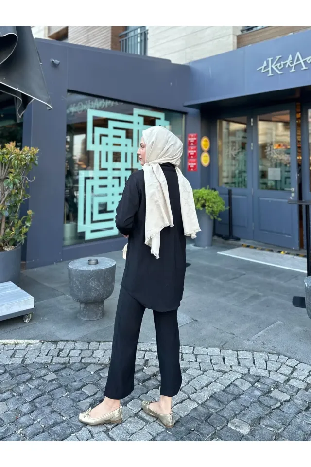 Gömlek Pantolon Bürümcük Takım Siyah 2XL
