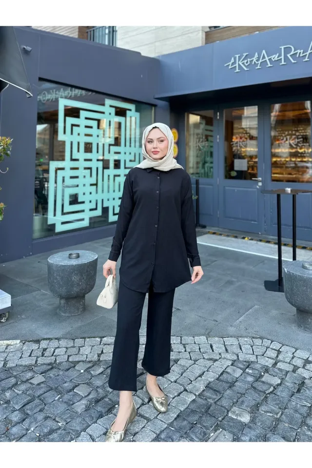 Gömlek Pantolon Bürümcük Takım Siyah 2XL