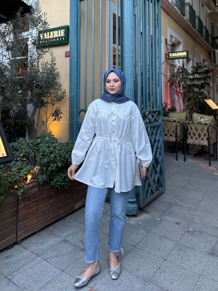 BALON KOL TESETTÜR GÖMLEK BEYAZ STANDART