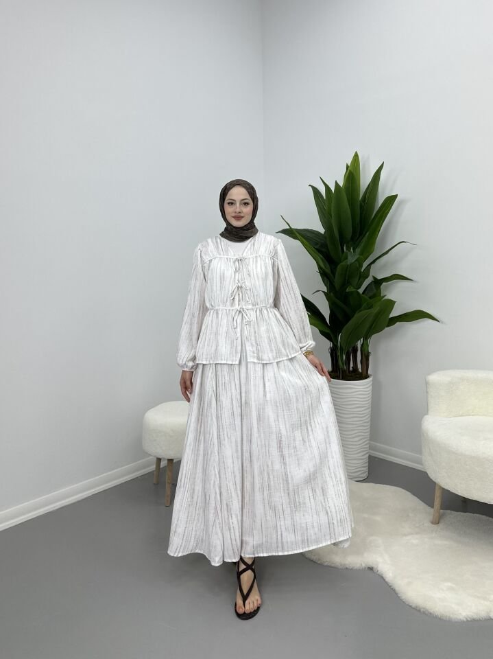 Keten Bağlamalı Takım Ekru XL