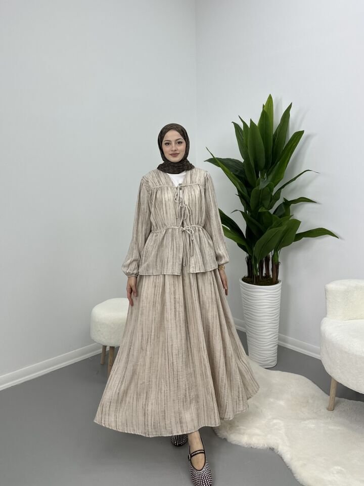 Keten Bağlamalı Takım Latte L