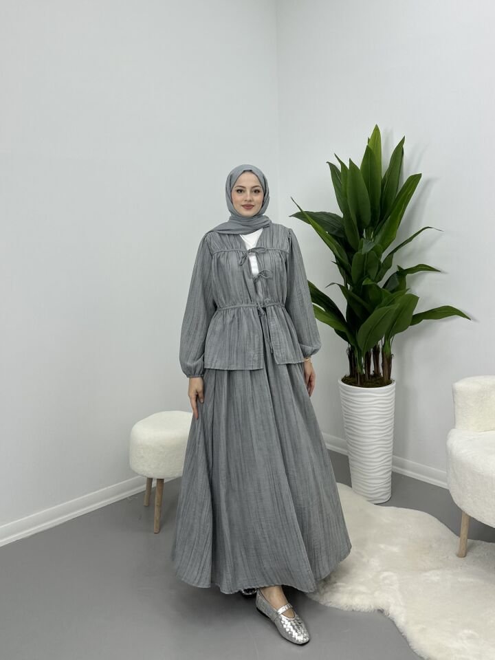 Keten Bağlamalı Takım Gri M