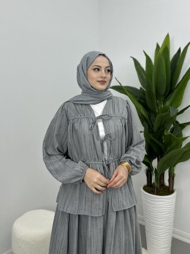 Keten Bağlamalı Takım Gri S