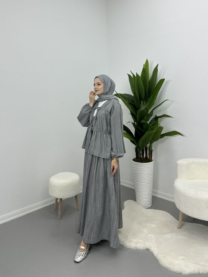 Keten Bağlamalı Takım Gri S