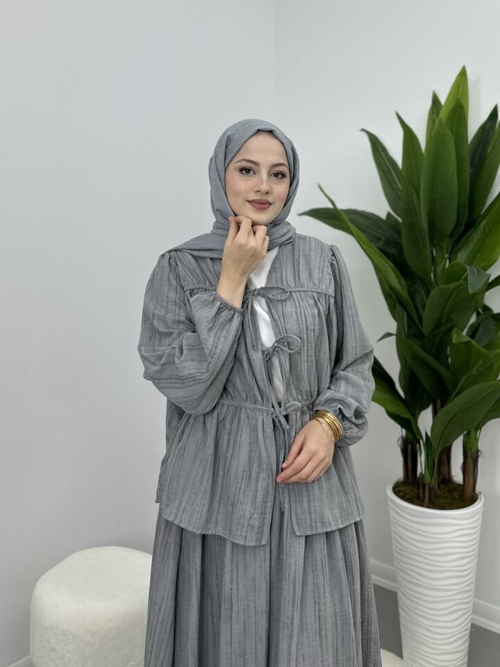 Keten Bağlamalı Takım Gri S