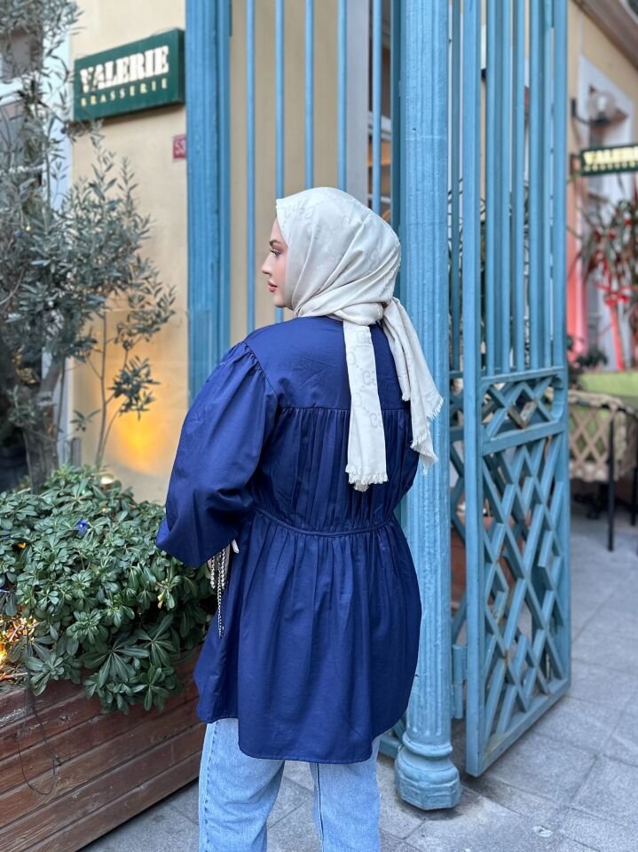 BALON KOL TESETTÜR GÖMLEK LACİVERT STANDART