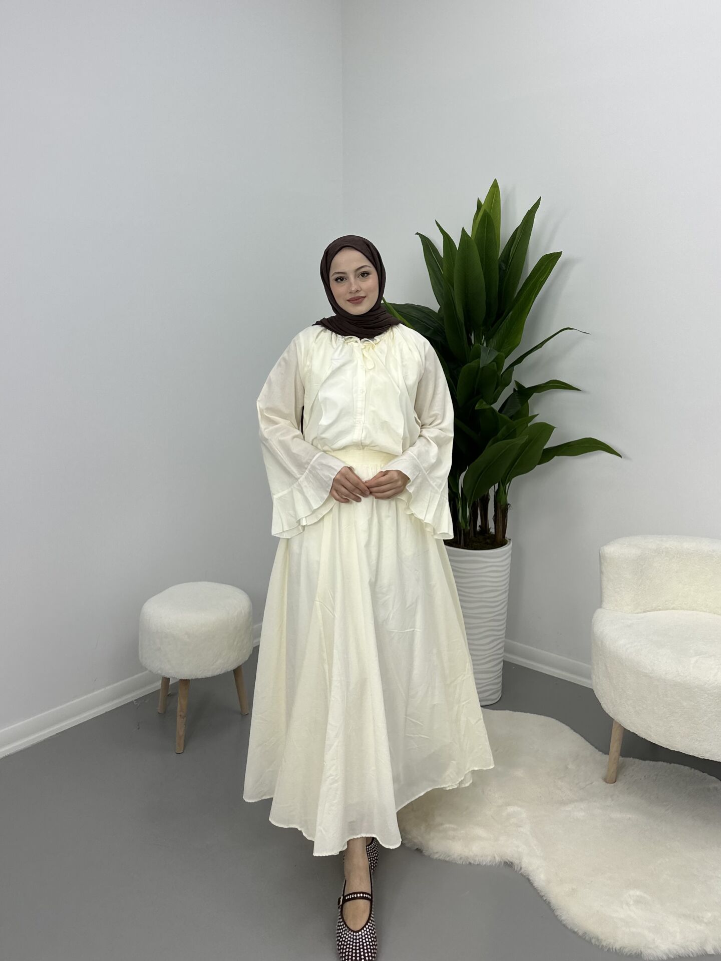 Kolları Volanlı Takım Butter Yellow XL