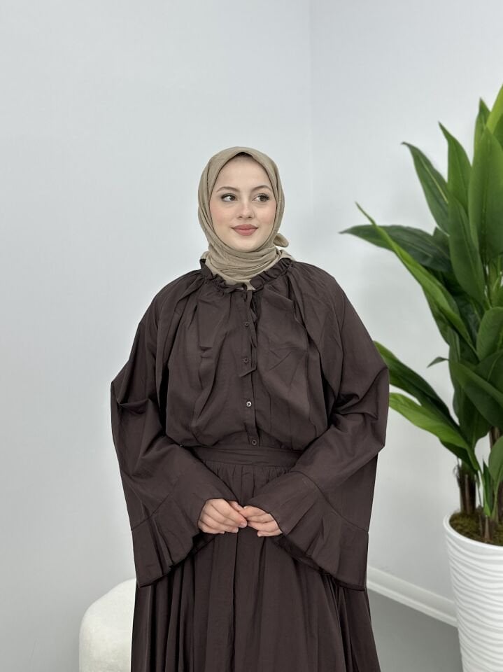 Kolları Volanlı Takım Kahve XL