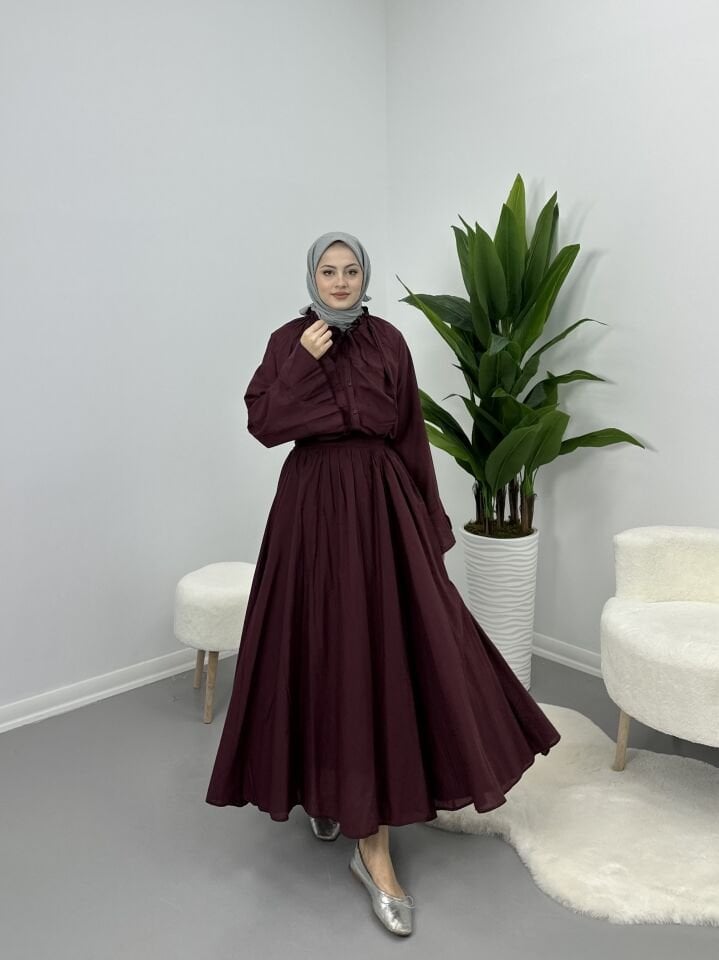 Kolları Volanlı Takım Bordo S