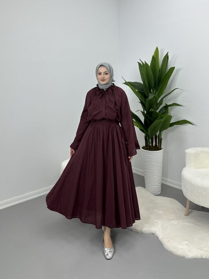 Kolları Volanlı Takım Bordo S