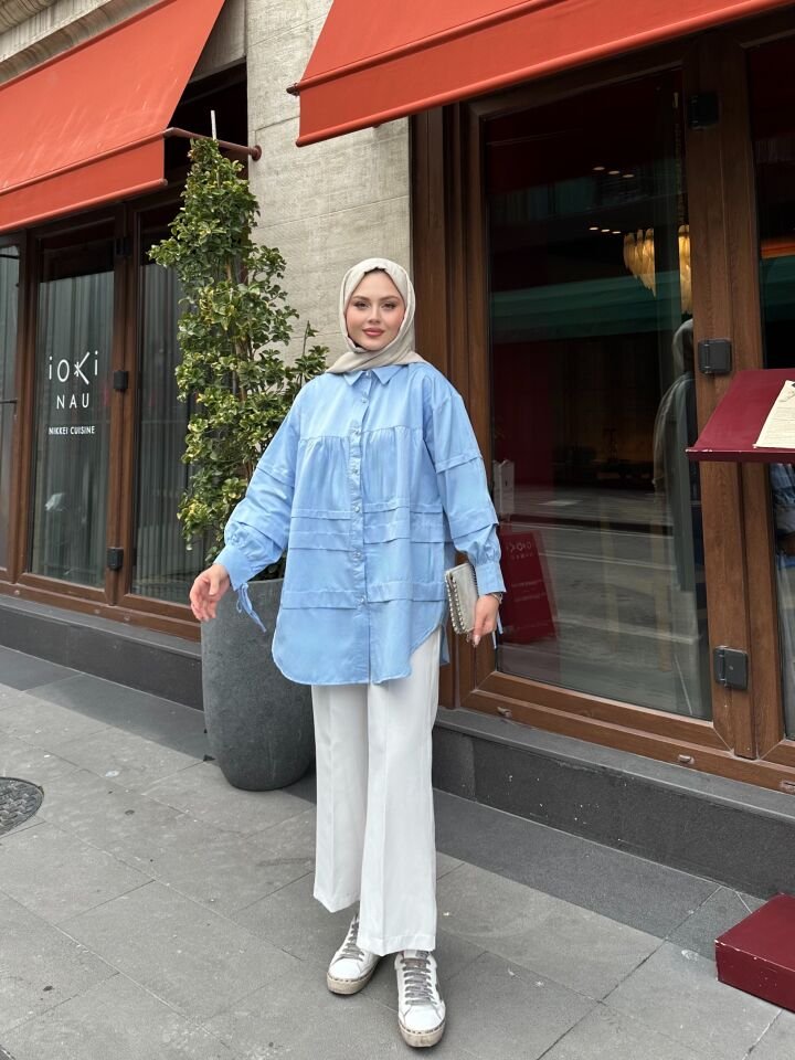 Double Kat Detaylı Tunik Mava S