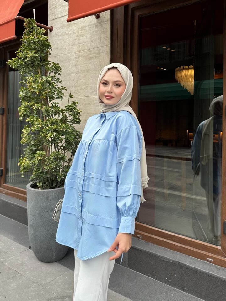 Double Kat Detaylı Tunik Mava S
