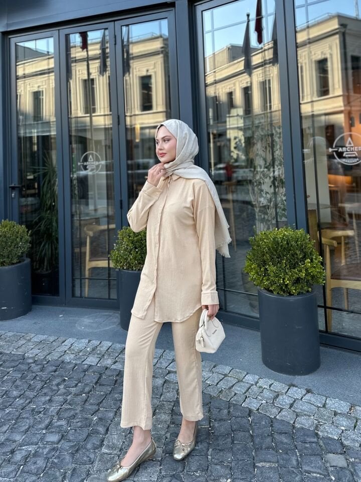 Pantolonlu Bürümcük Takımlar  Bej 2XL
