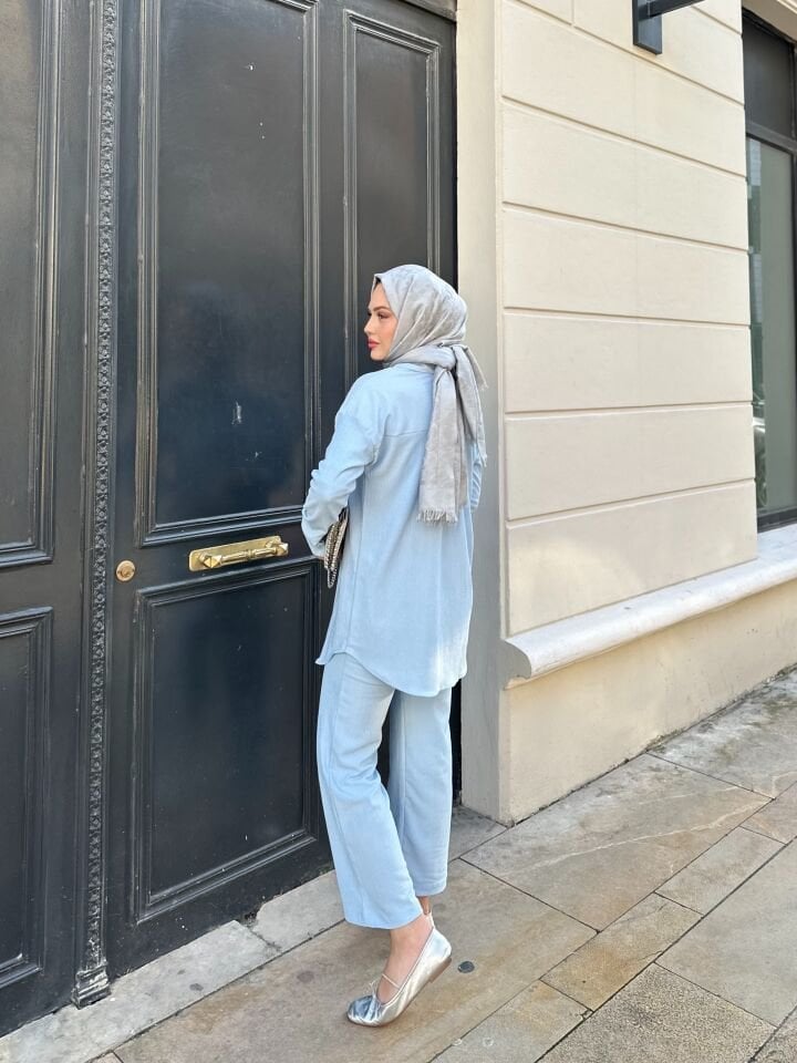 Pantolonlu Bürümcük Takımlar Açık Mavi 2XL