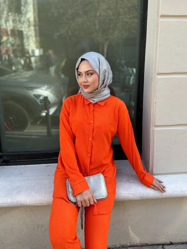 Pantolonlu Bürümcük Takımlar Turuncu 2XL