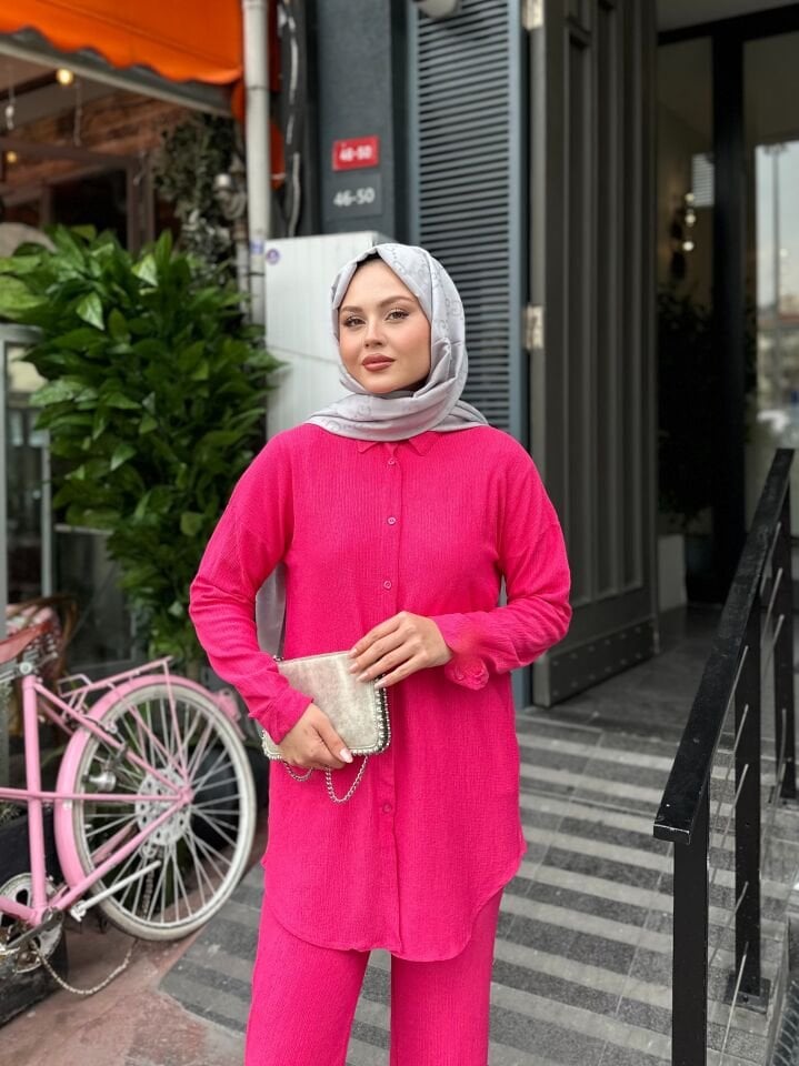 Pantolonlu Bürümcük Takımlar Fuşya 2XL