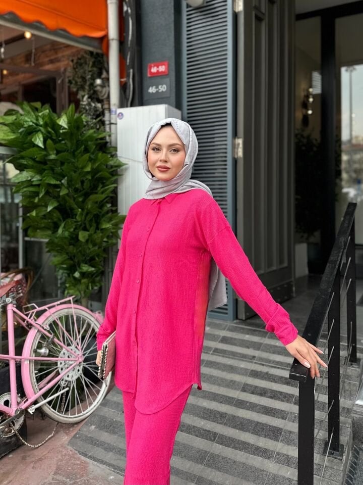 Pantolonlu Bürümcük Takımlar Fuşya 2XL