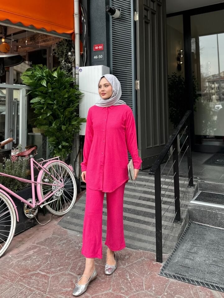 Pantolonlu Bürümcük Takımlar Fuşya 2XL