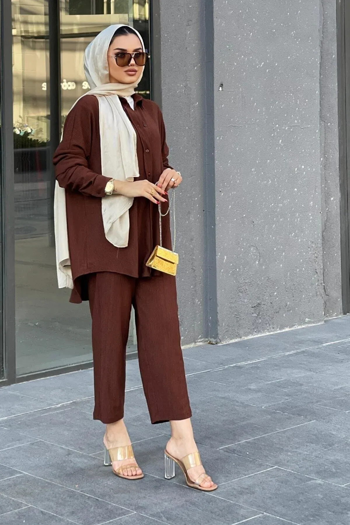 Pantolonlu Bürümcük Takım Kahverengi 2XL