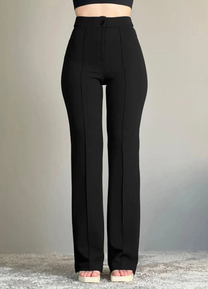 Full Liralı Geniş Paça Pantolon Siyah 2XL