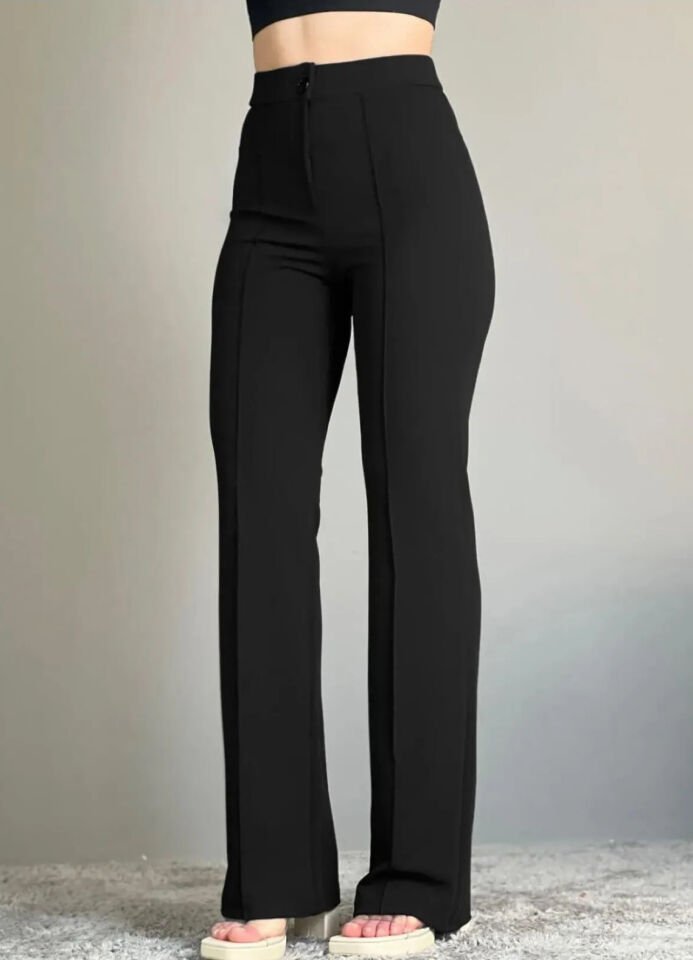 Full Liralı Geniş Paça Pantolon Siyah 2XL