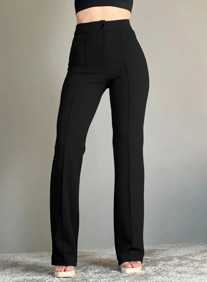 Full Liralı Geniş Paça Pantolon Siyah 2XL