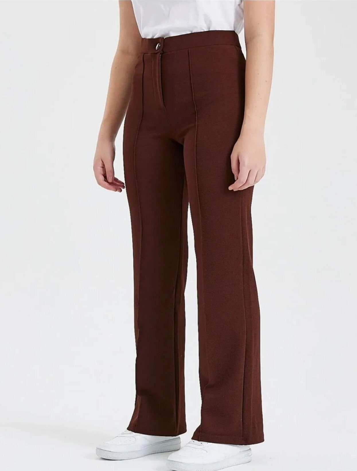 Full Liralı Geniş Paça Pantolon Kahverengi 2XL