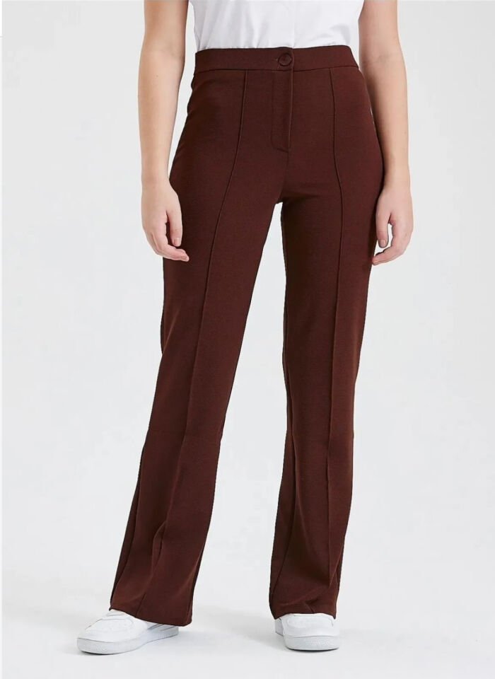 Full Liralı Geniş Paça Pantolon Kahverengi 2XL