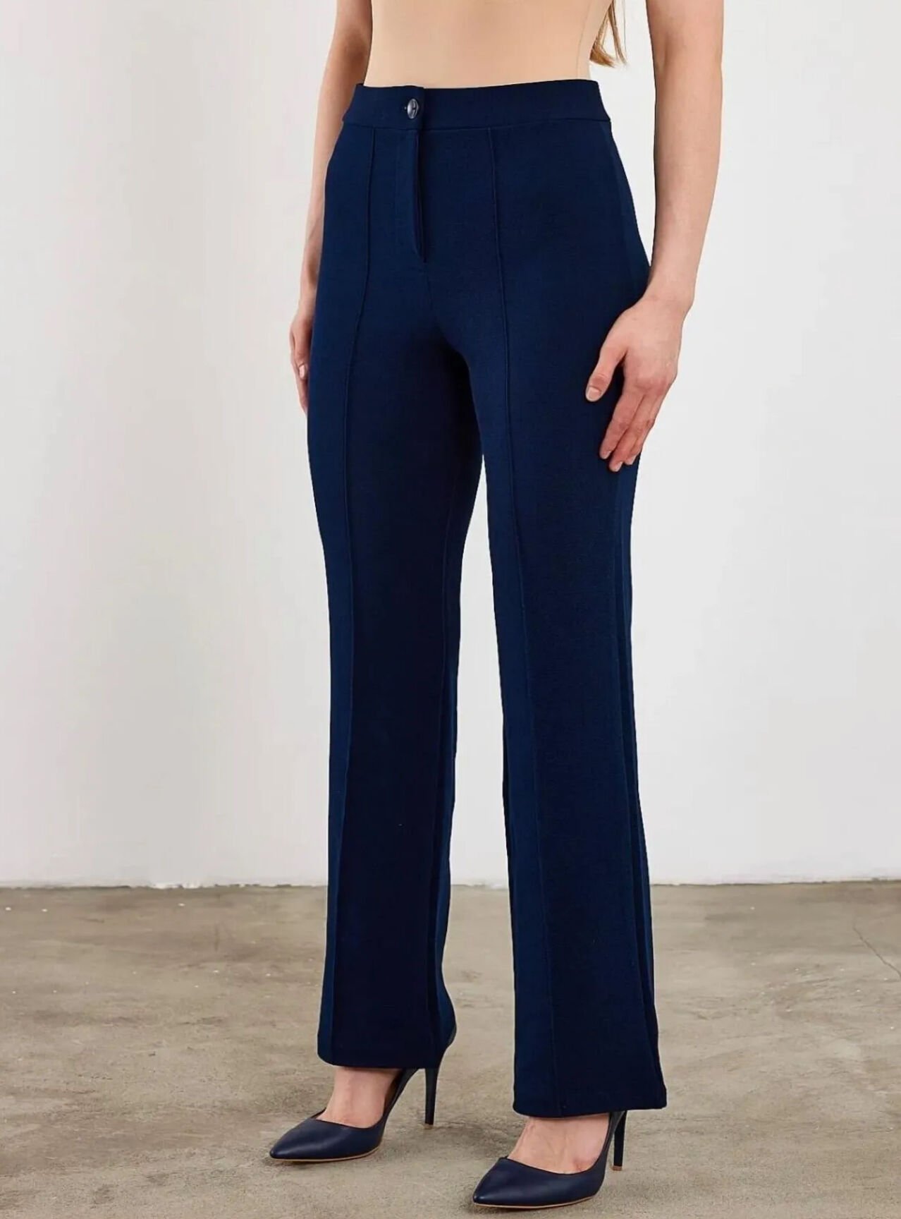 Full Liralı Geniş Paça Pantolon Lacivert 2XL