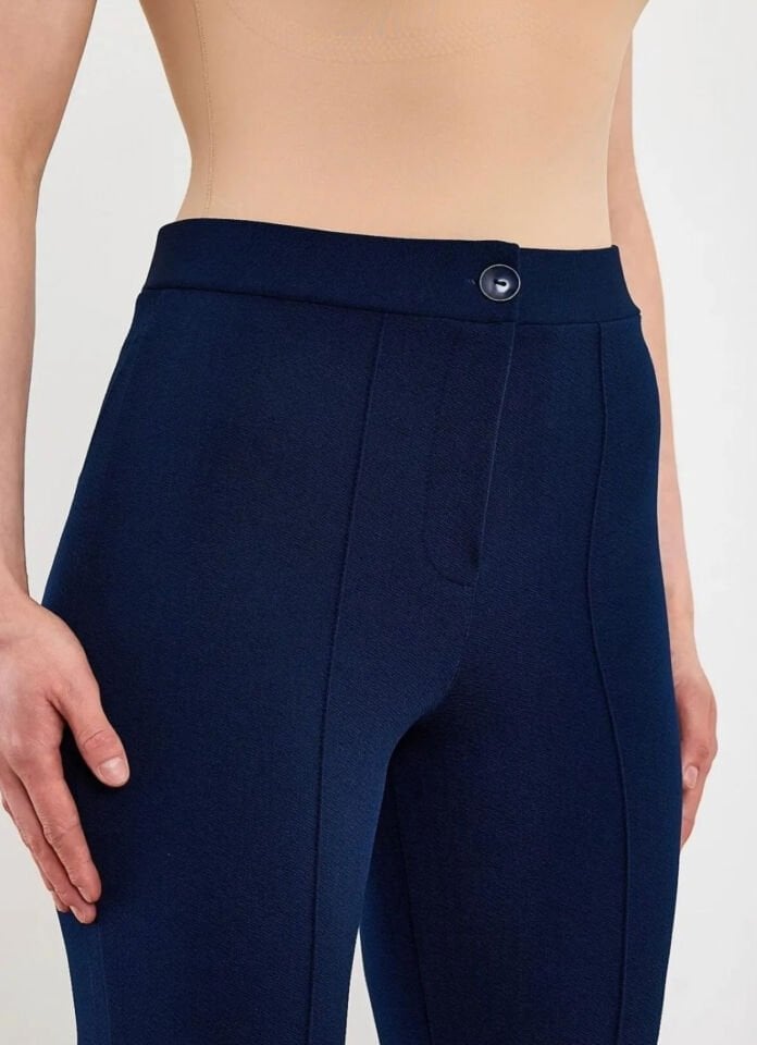 Full Liralı Geniş Paça Pantolon Lacivert 2XL