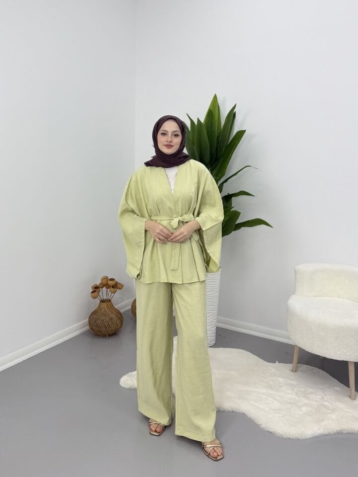 Taşlı Yarasa Kol Takım Yeşil S